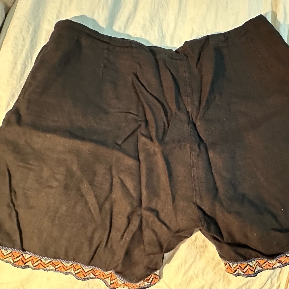 JOHNNY WAS- Boho Embroidered Black Women Drawstring Shorts.    SZ M - Picture 5 of 7